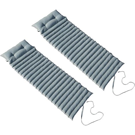 Lot de 2 matelas bain de soleil 180 x 60 cm – Tissu déperlant 160g/m² – Résistant à l'eau et anti-UV – Confort optimal avec lien d'attache – Red Deco