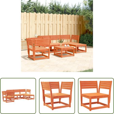 Holzsofa - 5-tlg. Garten-Lounge-Set Wachsbraun Massivholz Kiefer (1/5)