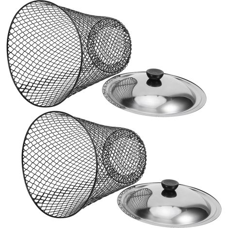 Lot de 2 Bacs à Compost Enterrés en Métal avec Couvercle, Poubelle Extérieure pour Jardin, Lombricomposteur Pratique pour Compostage de Déchets Organiques et Végétaux, (1/5)
