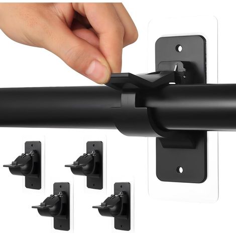 Set di 4 supporti autoadesivi per bastoni per tende, non richiedono foratura, ideali per bagno e camera da letto, compatibili con vari tipi di tende e bastoni (neri) (1/5)
