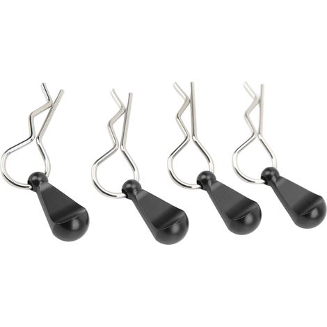 Lot de 4 fixations de carrosserie RC en acier inoxydable en forme de R, universelles pour voitures télécommandées 1/8 et 1/10, noires. (1/5)