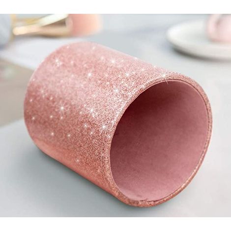 Porte-stylos pailleté rose gold, pot à crayons luxueux en PU cuir, organiseur de bureau et support pinceaux maquillage
