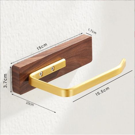 (Style 1) Ensemble de rangement de salle de bain en bois et métal sans perçage – Porte-papier toilette mural, porte-savon et boîte à mouchoirs – Organisateur sans perçage (1/5)