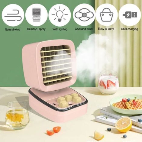 Ventilateur de refroidissement d'air - - Mini Climatiseur Mobile sans Evacuation - Rose (1/4)