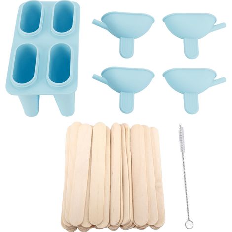 Tragbare Silikon-Eisform mit 50 Stielen für den Heimgebrauch - Blau - Machen Sie ganz einfach Ihre eigenen hausgemachten Eis am Stiel (1/5)