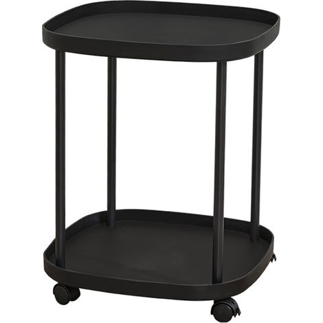 Étagère de Chevet Roulante Amovible à Deux Niveaux pour Salon et Dortoir, Noir - Rangement Luxueux (1/5)