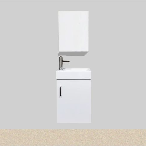 Meuble Salle de Bains avec vasque/lavabo lave mains à suspendre Mini 40 Blanc (1/5)
