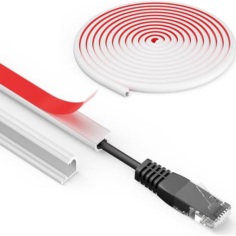 Goulotte Passe Cable Adhésif, 3M Mini Blanc Goulotte Passe Cable  Goulotte Demi-Ronde Flexible en Silicone, Cache Cable TV Mural adhésif, pour Dissimuler et Protéger Les Câbles(7mm×14mm×3m) (1/5)