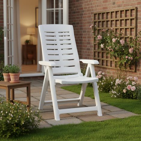 Dmora Fauteuil pliant multi-positions, Made in Italy, 60 x 61 x 109 cm, Couleur Blanc