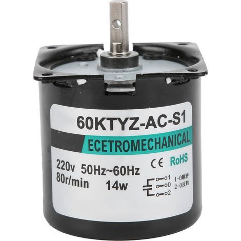 14-W-Wechselstrom-Synchronmotor, Permanentmagnet, niedrige Drehzahl, 2-Wege-Drehung, hochdrehmomentstarke Mittelwelle, XD60KTYZ, 80 U/min, 220 V AC (1/5)