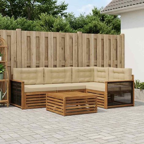 vidaXL Outdoor-Sofagarnitur mit Kissen 5 pcs Natur und Beige (1/5)