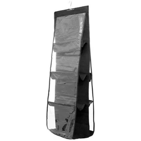 BUNTHAUS Durchsichtige Wandtasche zum Aufhängen, Aufbewahrungstasche für Kleinigkeiten aus durchsichtigem Leder mit Aufhänger (Farbe: 8 Taschen (schwarz)) (1/3)