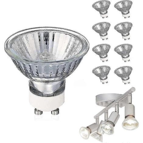 Ampoules halogènes GU10 50 W/35 W, ampoules halogènes GU10 à intensité variable, blanc chaud, haute luminosité, pour éclairage sur rail, spots et plafonniers. (1/5)