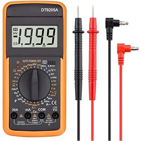 Multimetro Digitale Tester Con Display A Led Professionale (Dt9205A)