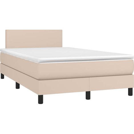 Cama box spring colchón LED cuero sintético capuchino 120x190cm vidaXL (1/5)
