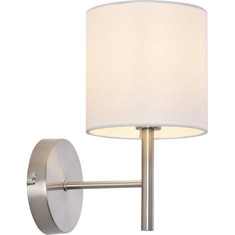 Aplique de pared E14 metal y poliéster 27 x 15 x 21 cm plata y blanco 030008856 (1/5)