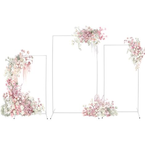 Lot de 3 Supports en métal, Arche pour Toile de fond rectangulaire, cadre cintré en ballon, pour décoration de mariage, fête, anniversaire, fête prénatale - Blanc(1.6M, 1.9M, 2.1M) (1/5)
