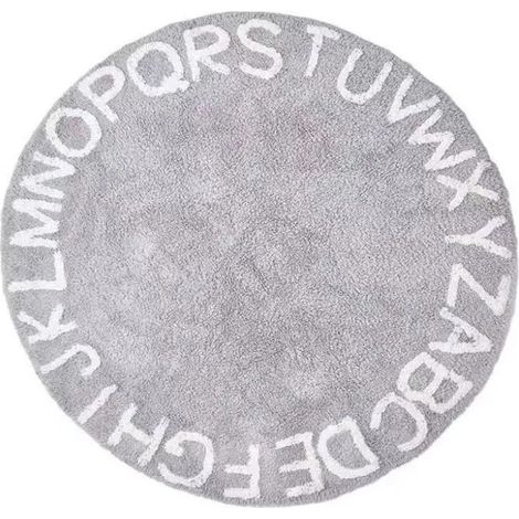 Tapis rond ABC pour enfants, tapis de jeu antidérapant pour chambre d'enfant, gris, 120 cm, polyester (1/4)
