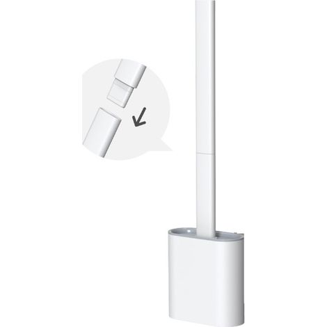 (Weiße) Toilettenbürste, Silikon-Toilettenbürste mit Edelstahl-Steckschlüssel