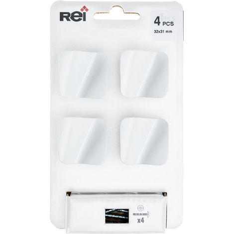 Blisterpackung mit 4 Metall-Möbelknöpfen, weiß mattiert mod.749 32x32mm rei (1/3)