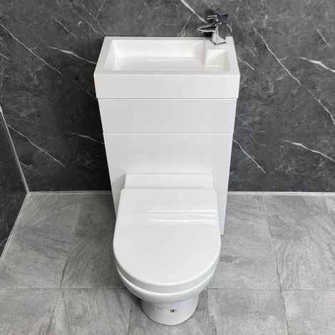 500mm All In One 2 in 1 Unit Combination Basin Sink & Round Toilet Space Saving, No Tap (1/5)