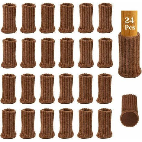Chaussettes pour jambes de chaise 24pcs avec coussinets en feutre, chaussons de meubles tricotés à haute élasticité avec double couche, protecteurs de sol épais antidérapants, ensemble de coussinets e