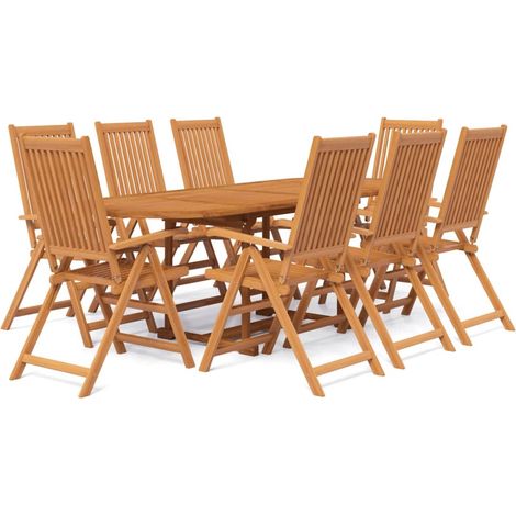 Ensemble Table et Chaise de Jardin Salon de jardin 9 pcs Bois d'acacia massif 87203 (1/5)