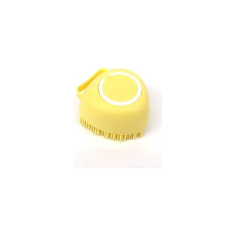 Cepillo de masaje para baño de mascotas, silicona suave y segura, accesorio para perros y gatos, herramientas y suministros para mascotas, 1 pieza (amarillo) - Crezuo