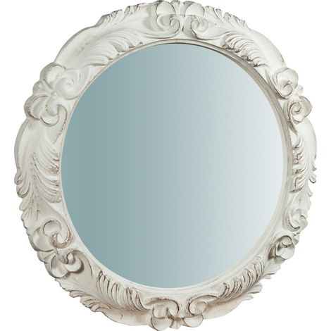 Miroir Mural à accrocher vertical/horizontal en bois finition blanche antique   L66XPR5XH66 cm Made in Italy