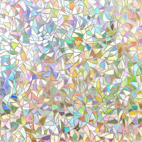 Regenbogenfarbene Sichtschutzfolie für Glas, selbstklebend, elektrostatisch, UV-Schutz, geeignet für Wohnzimmer, Küchen und Schlafzimmer. (44,5 x 200 cm)