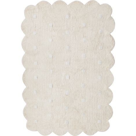 Alfombra de algodón 140 x 200 cm infantil motivo lunares beige Sareki