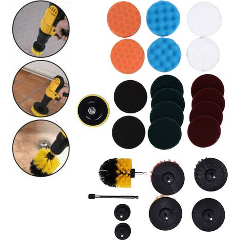 Set mit 25 Bürsten für elektrische Bohrmaschinen, ideal zum Reinigen von Fliesen, Küchenrollen und anderen Oberflächen. (1/5)