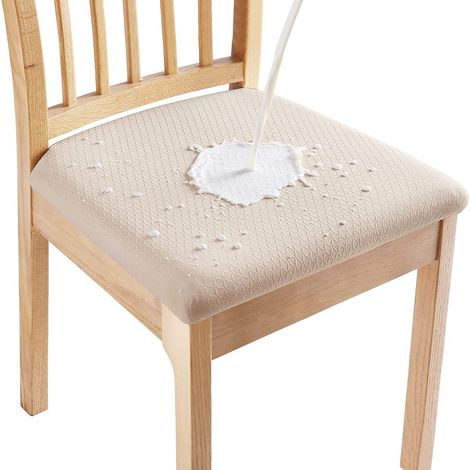 (Beige, 2 pièces) Housse De Chaise, Housse de Chaise Universelle Lavables, Housse de Salle à Manger Universel, très Facile à Nettoyer et Durable, Facile à Installer (1/5)