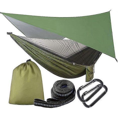 Hamac avec moustiquaire, bâche et sangles, capacité de charge 200 kg, 290 x 140 cm, léger et respirant, double hamac suspendu pour l'extérieur (1/5)