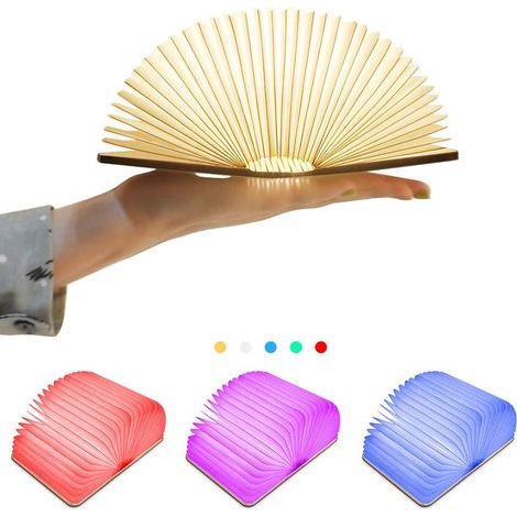 Lámpara de madera para libros, lámpara LED plegable para libros, iluminación ambiental recargable por USB: práctica y hermosa luz nocturna creativa, luces decorativas, lámpara magnética de escritorio/ (1/5)