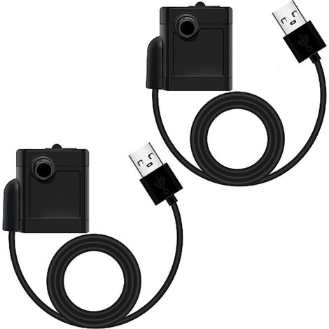 Set mit 2 Mini-USB-Wasserpumpen (250 W/h, 3 W), ultraleise, mit hohem Hub, Springbrunnenpumpe mit 1,5 m Netzkabel, für Aquarien, Teiche, Gärten, Springbrunnen