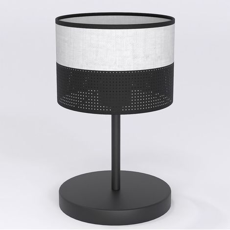 Lampada da tavolo KARBON in acciaio nero e tessuto grigio