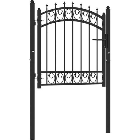 vidaXL Fence Gate with Spikes Steel 100x100 cm Black