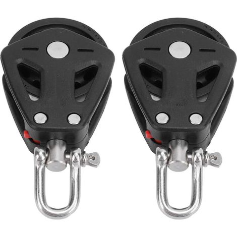 Set of 2 Marine Pulleys in Nylon and Stainless Steel, Robust, High Capacity, Small Pulley Block, Smooth, Universal, Wear Resistant, Head Pulley. (1/5)