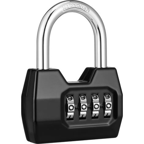 Cadenas à combinaison 4 chiffres étanche pour armoire, casier d'école, de gymnase, de sport, clôture, boîte à outils, portail, sac, rangement à moraillon, noir