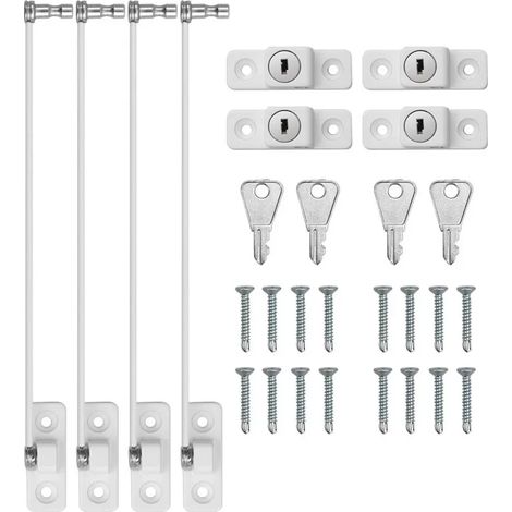 12x Limitador de cable, cerradura de seguridad con llave, cable de seguridad, PVC y metal, puerta y ventana, hogar y escuela (1/5)