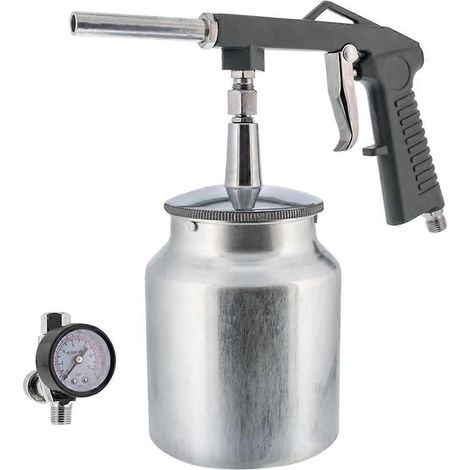 Pistolet à peinture pneumatique pour sous-couche avec régulateur et godet d'alimentation par aspiration. (1/5)