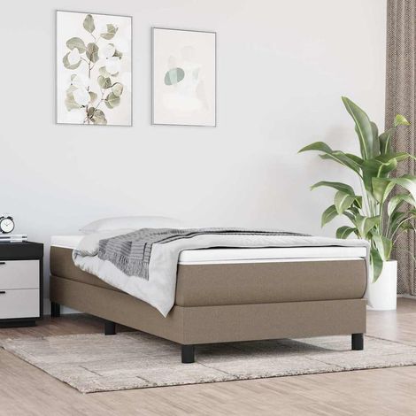Matelas 90 x 200 x 20 cm à ressorts ensachés, fermeté moyenne, blanc et taupe - PANGIVO (1/5)