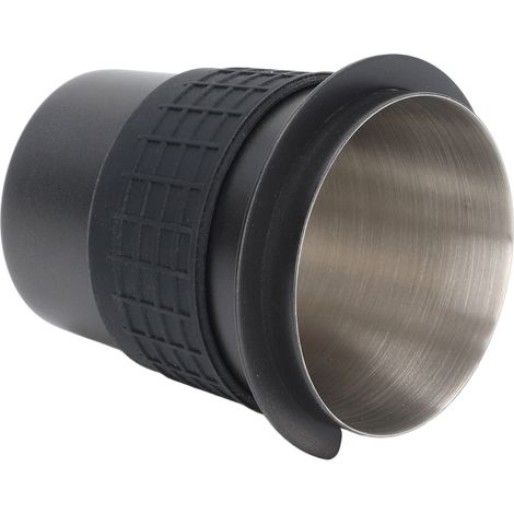 Doseur à café en acier inoxydable 58 mm avec poignée pour machine à café et anneau en silicone noir. (1/5)