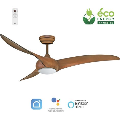 Fanelite - Ventilateur de plafond 132 cm imitation bois MAFATE - Moteur DC 38W - LED 20W dimmable 3 couleurs - Wifi - Silencieux (1/2)