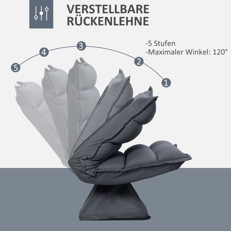 Sessel mit drehbarem Sitz, verstellbarer Rückenlehne, weichem Bezug, atmungsaktivem Bezug, dunkelgrau, 62 x 70 x 95 cm (1/5)