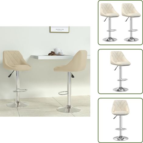 Tabourets de bar lot de 2 crème velours - Tabouret De Bar - Chaise De Comptoir - Fauteuil De Bar - Tabourets De Bar - Meubles De Cuisine (1/5)