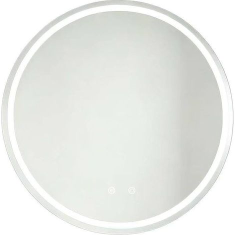 Espejo de baño redondo 80x80 cm con LED, antivaho, regulable, plateado (1/5)