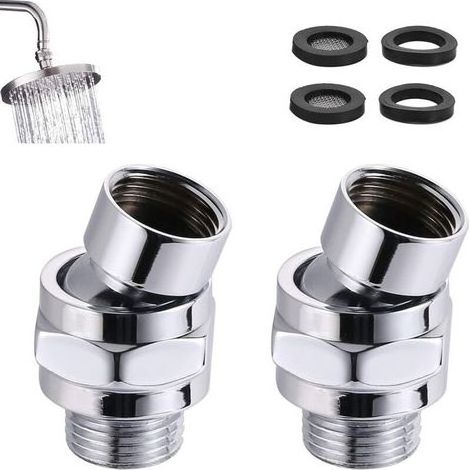 Lntyq 2 Pièces Douche Adaptateur Pivotant RéGlable, Rotule Pommeau de Douche, Rotule Pivotante en Laiton Réglable, Universelle G1/2 Chrome, pour Connecter des Pommes de Douche et des Conduites D'eau (1/5)