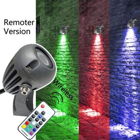 Projecteurs LED extérieurs (5 W RGB avec télécommande) pour jardin, aménagement paysager, hôtel et maison. Éclairage RGB blanc chaud/froid, 220 V, étanchéité IP67. (1/5)